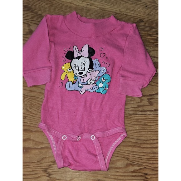 Dundee Other - Rare Vintage Disney Baby Minnie Mouse  Long Sleeve Bodysuit Pink Made USA Dundee